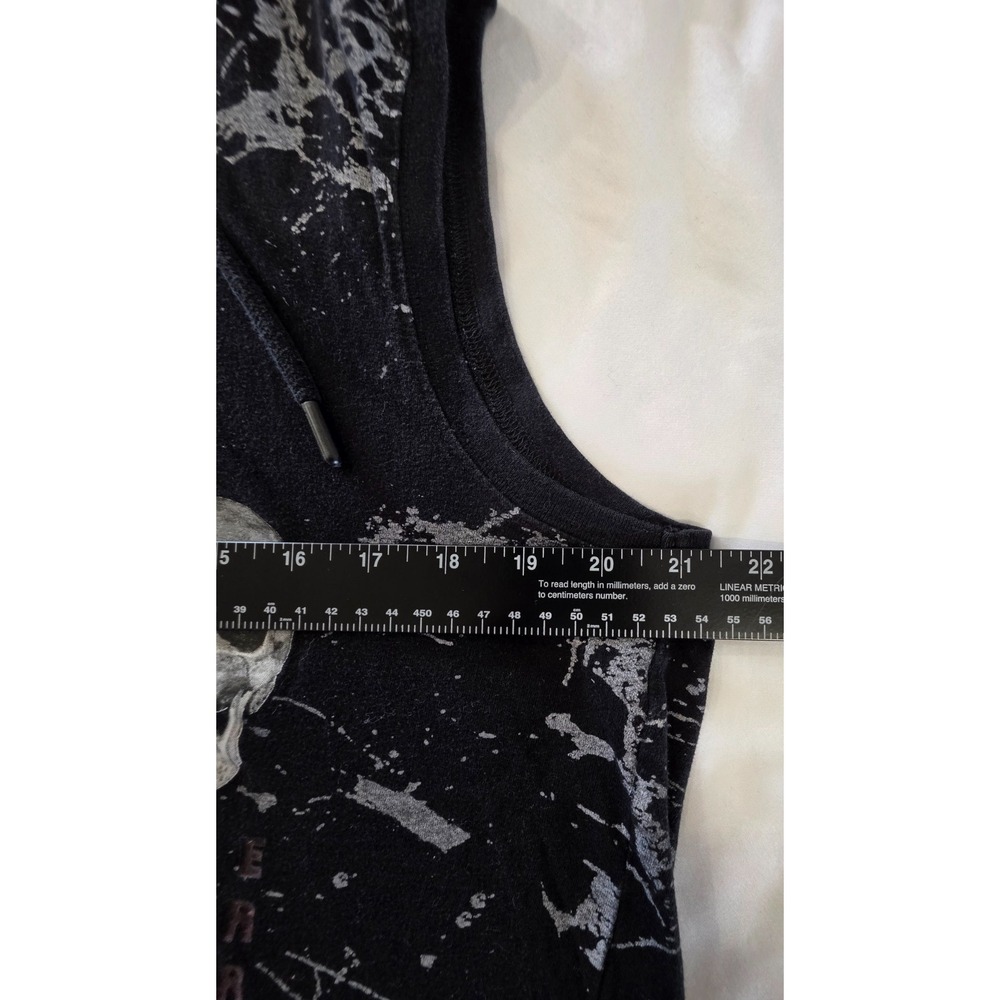 Original Gravity Men's L Skull Sleeveless Hoodie Shirt Black Goth Grunge Punk - Picture 6 of 11